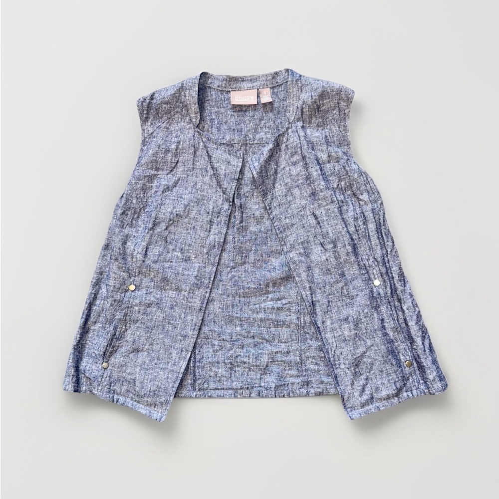 CHICO’S Linen Blend Cross Dye Vest
